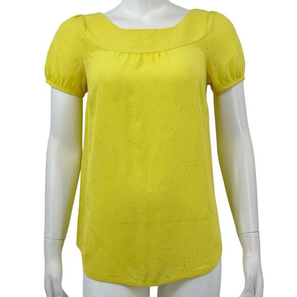 Vanessa Virginia Anthropologie Top Women 2 Fieldbloom Butter Yellow Peasant Boho - Picture 1 of 8
